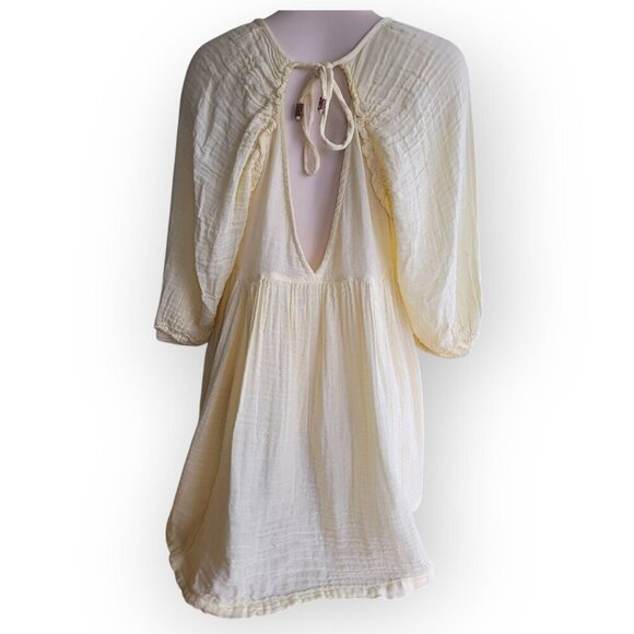 Free People Adler Tunic XS - Boho Flowy Gauze Dress Butter Yellow - Picture 8 of 16